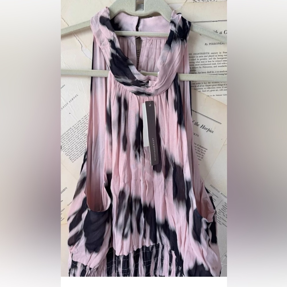 Anthropologie Pink and Black Halter Maxi Dress - Picture 6 of 7
